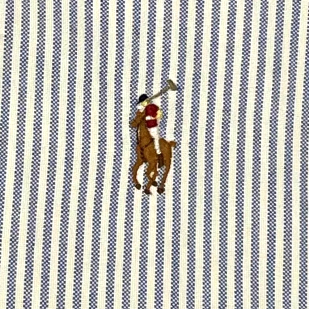 Ralph Lauren 4xlt Blue-White Striped Long-sleeve Button-front Button-down EUC
